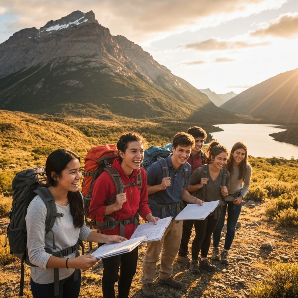 Estudiantes en viaje educativo explorando paisajes de Argentina